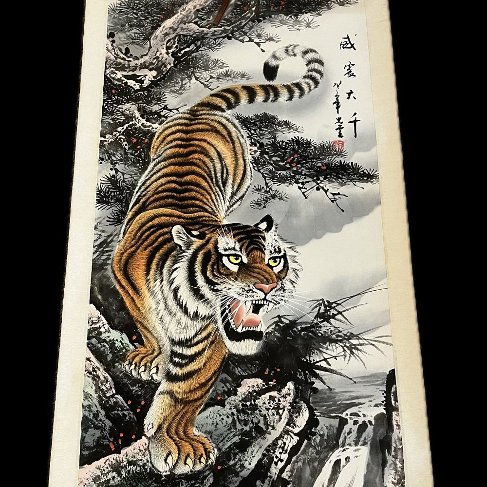 Asian Scroll with Tiger